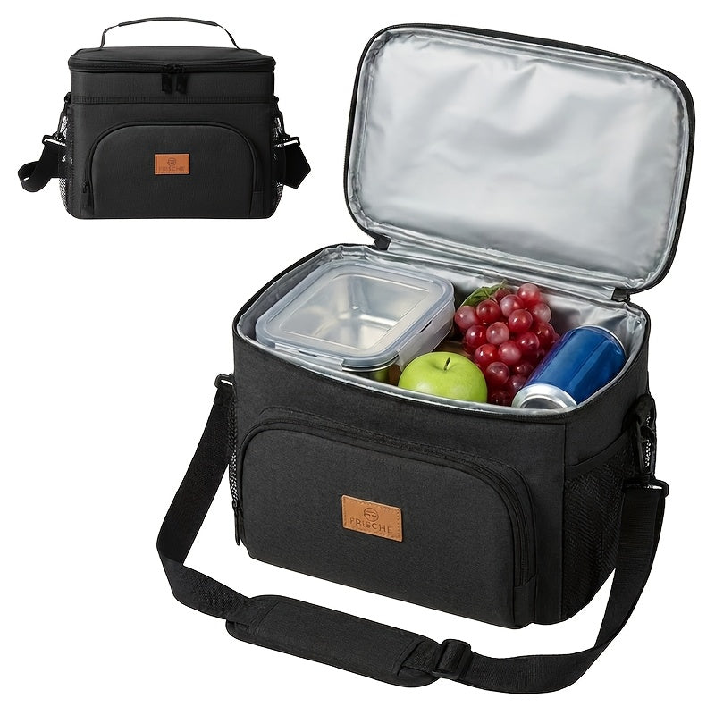 3.05 Gallons Large Capacity Picnic Bag, Non-Food Contact Women'S Insulated Lunch Bag, Reusable Handheld Cooler Bag, Portable Multifunctional Crossbody Bag with Adjustable Shoulder Strap, Thickened Wear-Resistant Fabric And PEVA Lining