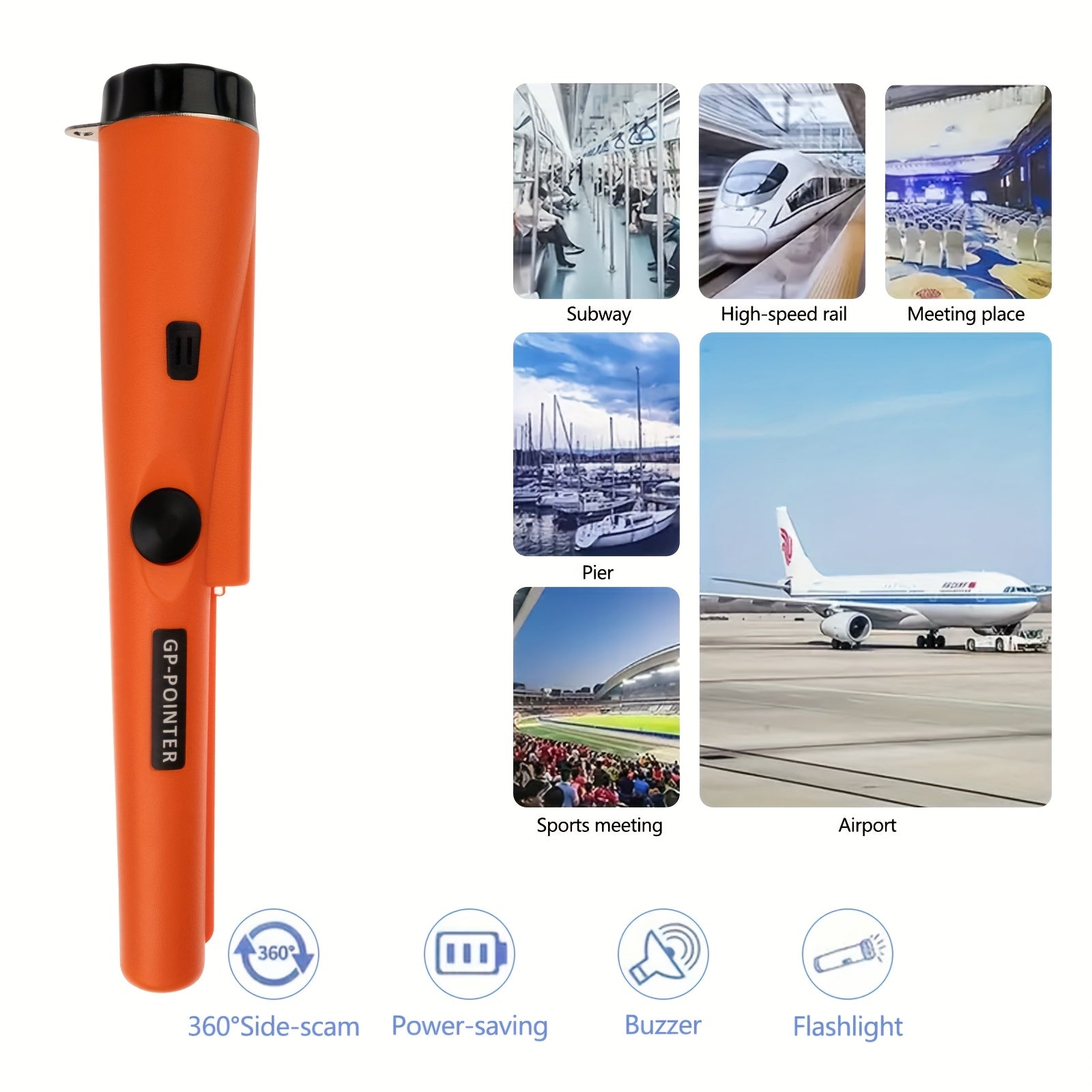 Professional Metal Detector Pinpointer - Handheld Treasure Hunting Wand with Buzzer/Vibration Alerts for Golden/Silver/Relics, 360° Detection Capability, Durable Plastic Construction, Battery-Powered (Batteries Not Included), Treasure Hunting Equipment, S