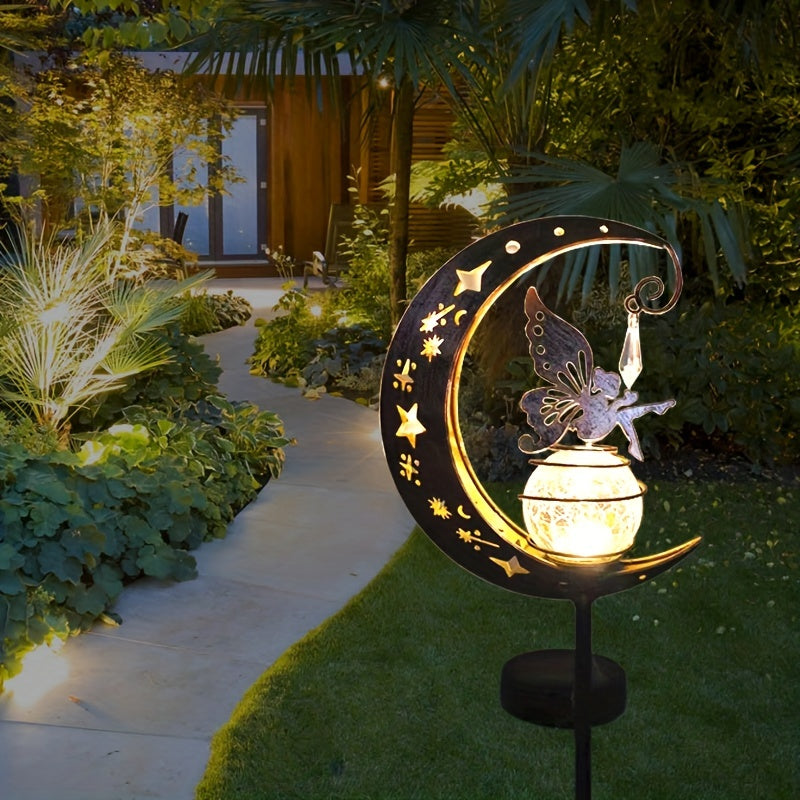 1pc Solar Moon Fairy Garden Lamp - Outdoor, Solar Powered LED Pathway Lights for Walkway, Yard, Lawn, Patio or Courtyard Decoration