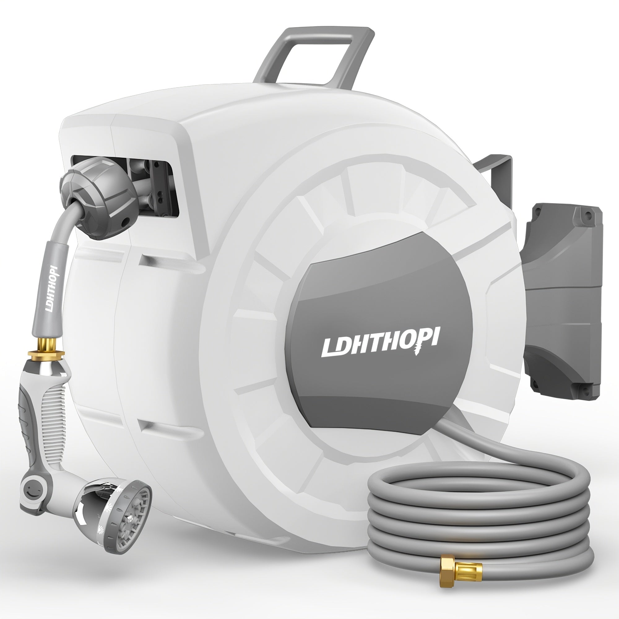 40/100/110/130FT X 1/2" Retractable Garden Hose Reel, Decorative Outdoor Garden Hose Reels - Automatic Self-Retracting Wall-Mount Hose Reel with Enclosed Storage, Any Length Lock, 10 Patterns Nozzle
