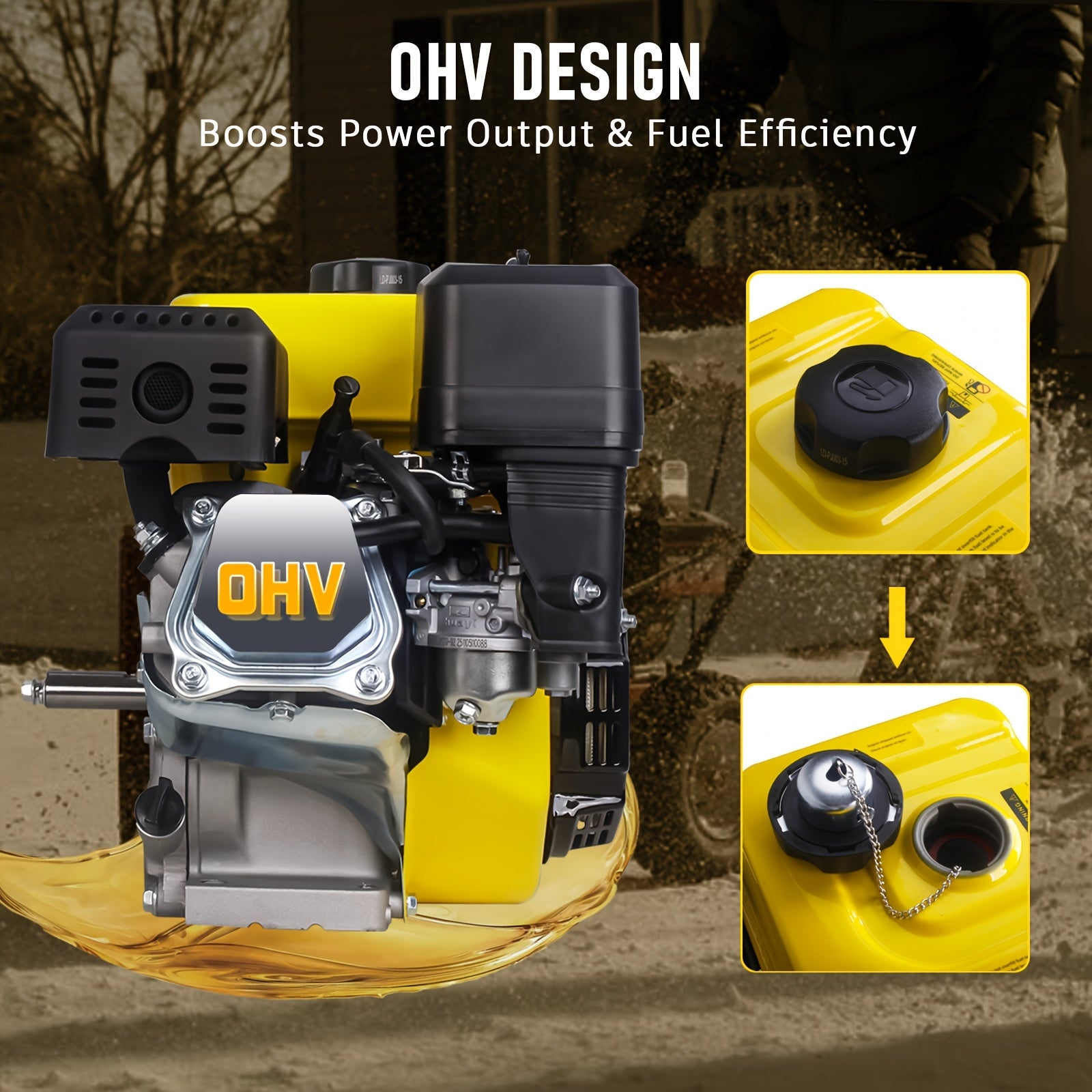 Aceup Energy 7HP 212cc - Gasoline Engine Horizontal Shaft - 4 Stroke OHV Gasoline Motor - Shaft 3/4" (19mm) Diameter Recoil Start - for Garden Irrigation, Draw Water, Trim the Lawn