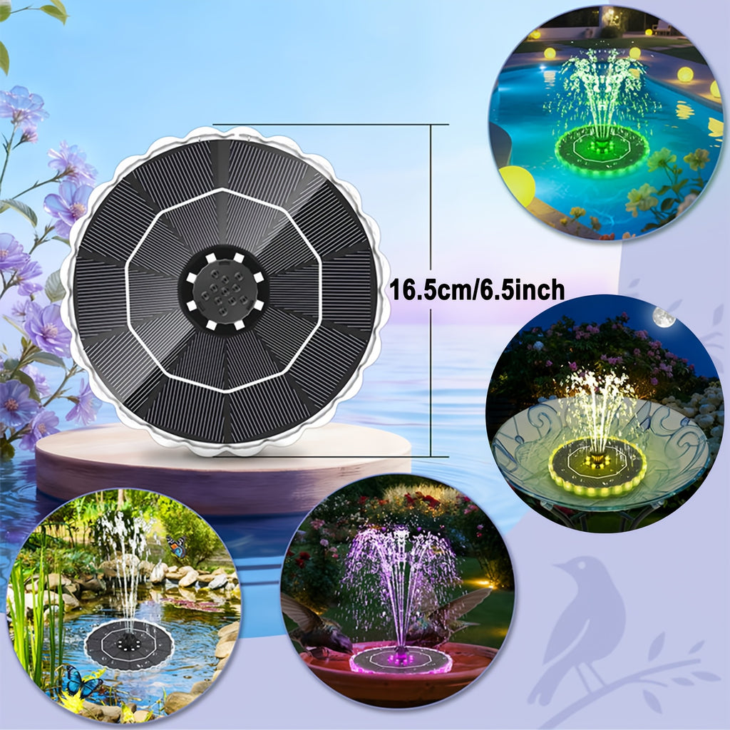 Petal Shape 2-in-1 Bird Bath Fountain Solar & Battery Operated, LED Light IPX8 Waterproof Outdoor Water Fountain For Garden Yard