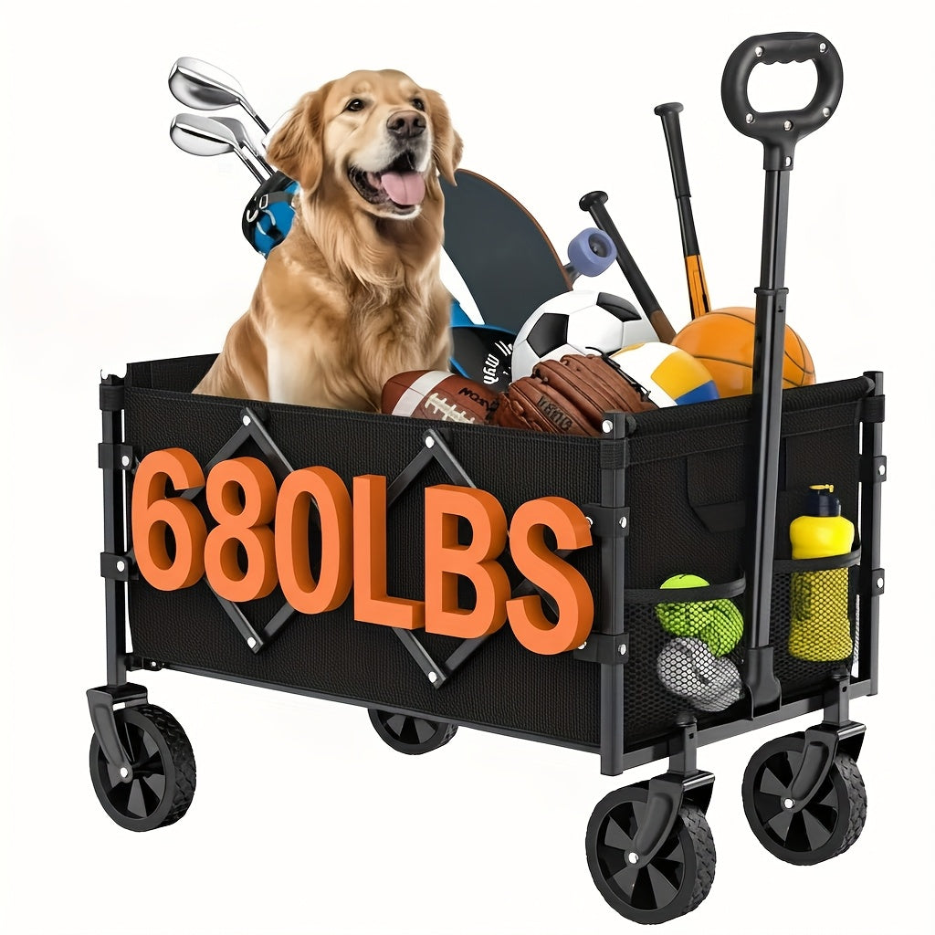 220/450/680 Pounds Heavy-Duty All-Terrain Multi-Functional Foldable Cart, Stainless Steel Frame, Suitable for Camping, Gardening, Beach Activities, Shopping, Carrying Garden Tools, Transport Cart, Perfect for Holiday Gatherings And Parties