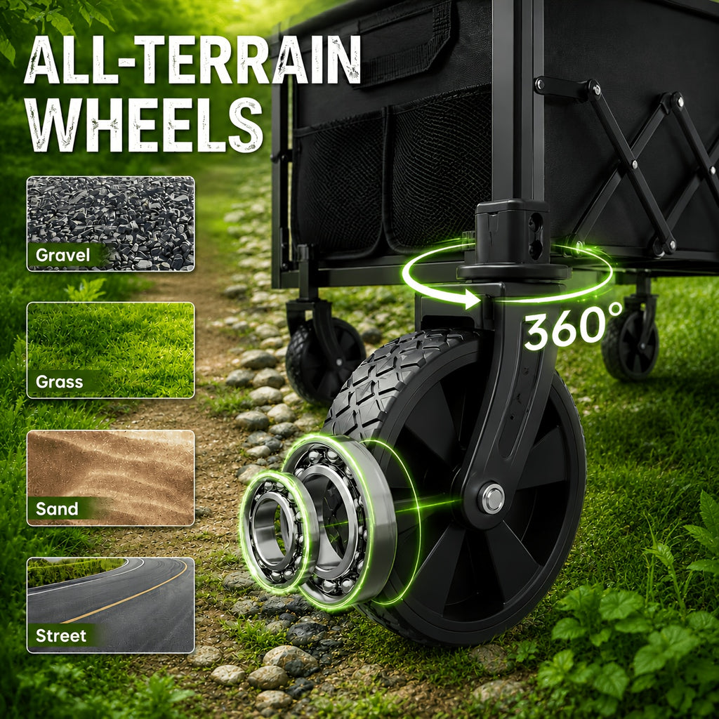 Collapsible Wagon with Wheels, 50/350/450/550 Lbs Wagons Carts Foldable Wagon Cart with Flexible Handle, Lightweight Portable Folding Utility Grocery Shopping Cart for Grocery Sports Garden Camping