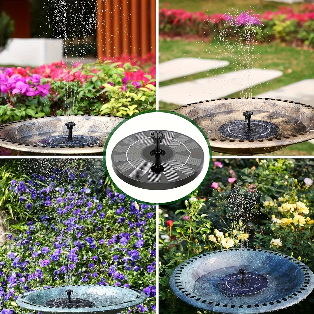 1.8W Solar Fountain, Outdoor Garden Solar Floating Fountain Pump with 6 Nozzles, Suitable for Birdhouses, Ponds, Gardens, Swimming Pools, Aquariums, Fish Tanks, Lakes, Outdoor Water Features, Solar Energy, Easy to Install, Garden Decoration