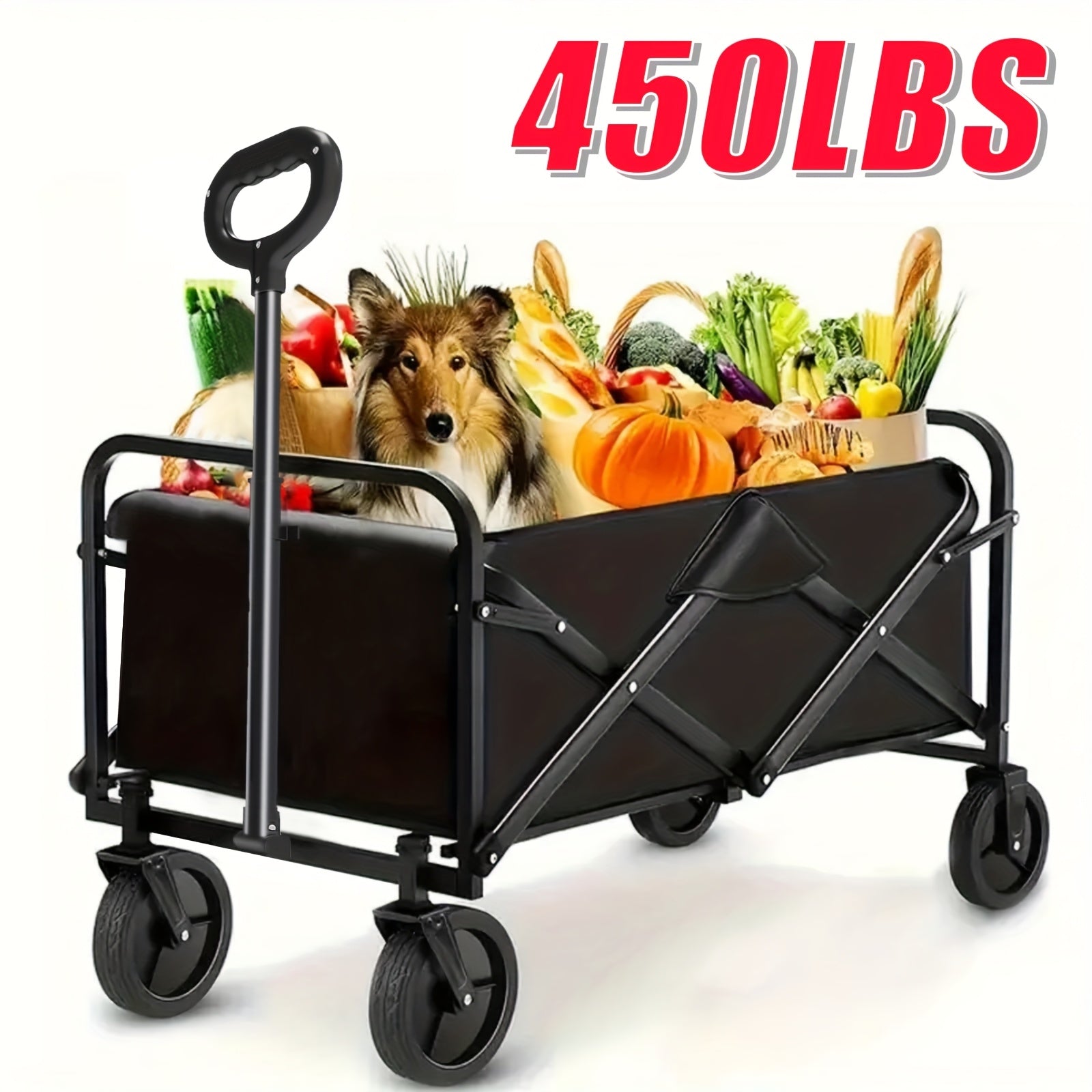 Outdoor Folding Cart - Solid Tires And 360° Wheels, 600D Tear-Resistant Fabric, Ultimate Solution for Camping/Holiday Shopping/Adventures