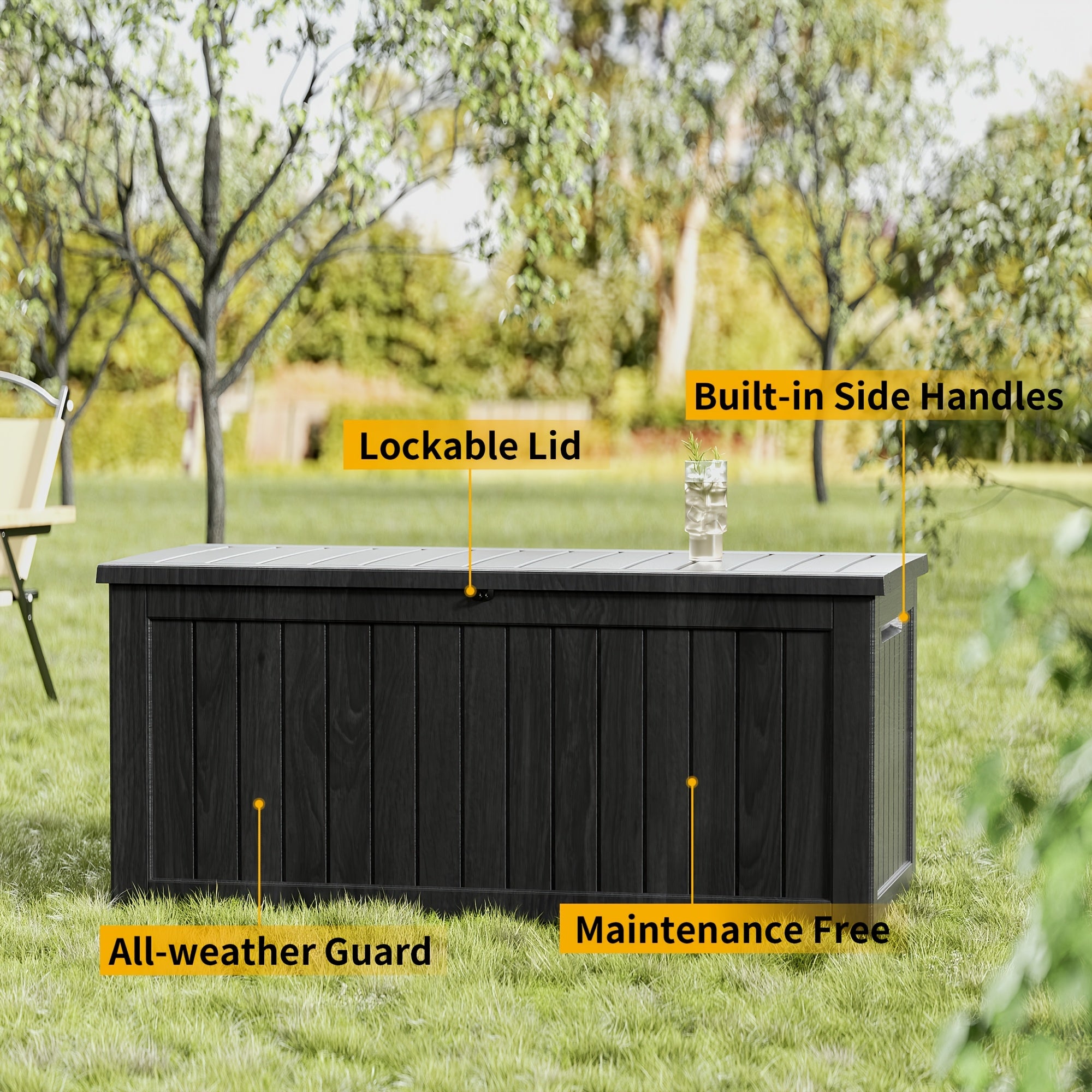240/130 Gallon Waterproof Outdoor Storage Box with Locking Lid UV Protective Side Handles - Suitable for Patio Furniture, Pool Additions, Gardening Tools, Outdoor Storage Cabinets, Home Storage, Perfect Holiday Gift for Christmas, Thanksgiving, Box