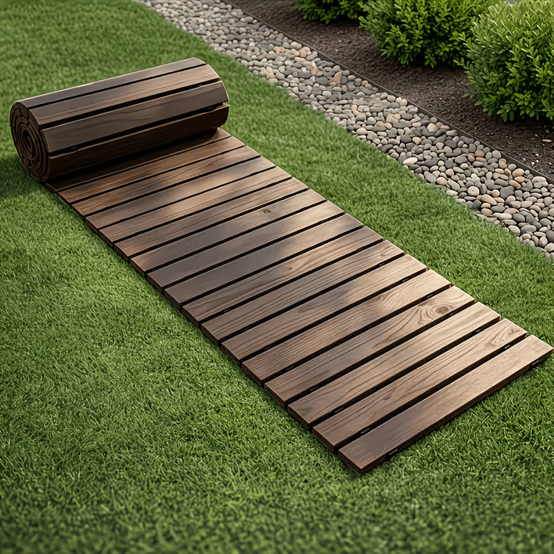 Roll-up Wooden Garden Walkway, Slip-resistant And Weather-resistant Outdoor Path, Suitable for Lawns, Terraces, Courtyards, And Flower Bed Edges