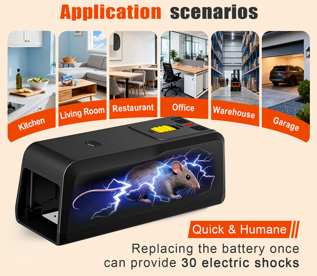 AZDELE Electric Mouse Trap, Suitable for Indoor And Outdoor Use, Reusable, 2800V Instantly Kilmice, Effectively Controls Pests, And Provides Quick Extermination. Suitable for Homes, Living Rooms, Kitchens, Garages, Yards, Etc.