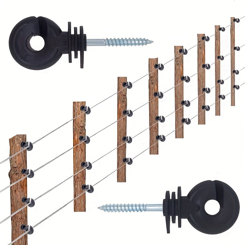 50/100pcs Metal Electric Fence Insulator - Includes Installation And Disassembly Tools, Self-Drilling Screws for Screwing In, Suitable for Wooden Posts in Homes, Pastures - Livestock And Agricultural Fences, High Wall Electric Fence Additions