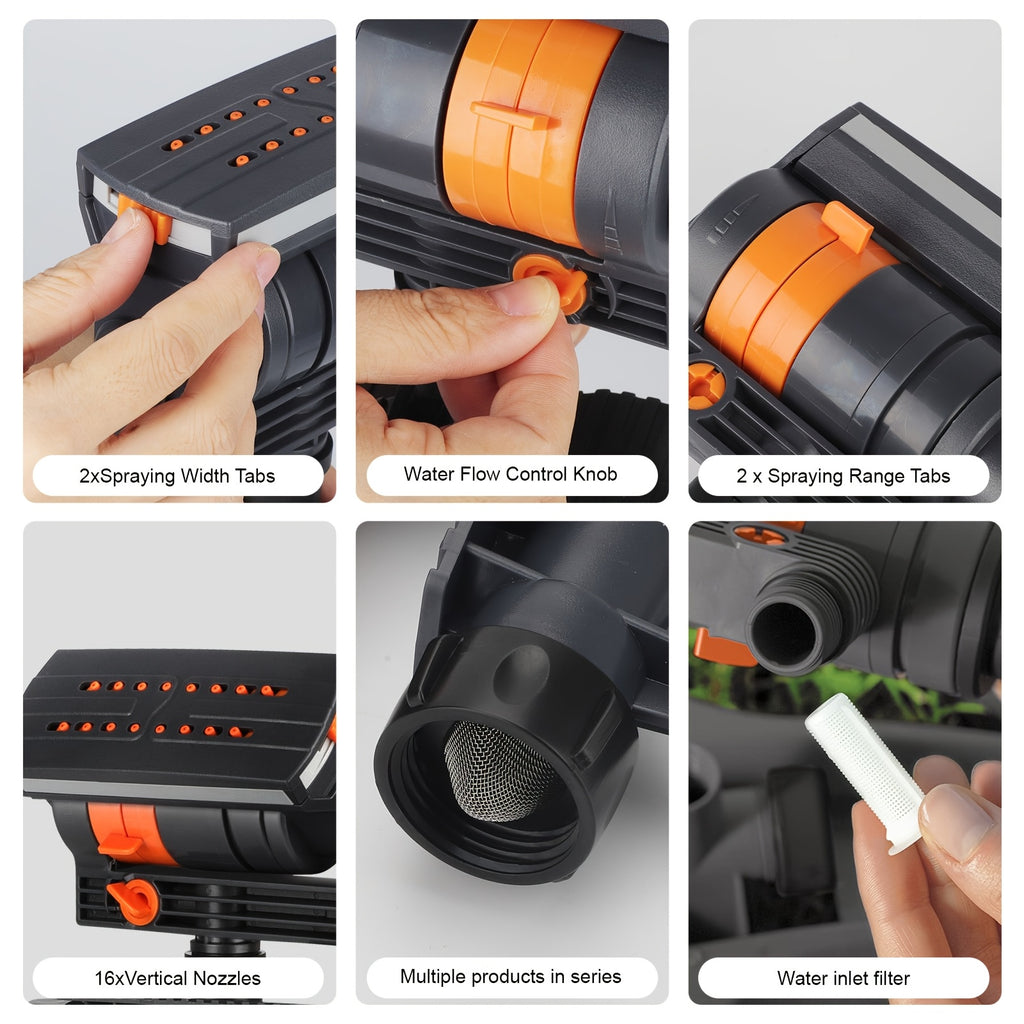 16-Hole Automatic Oscillating Sprinkler, Swing Sprinkler with Adjustable Spraying Range And Water Flow, Irrigation Tool for Garden And Agricultural Use