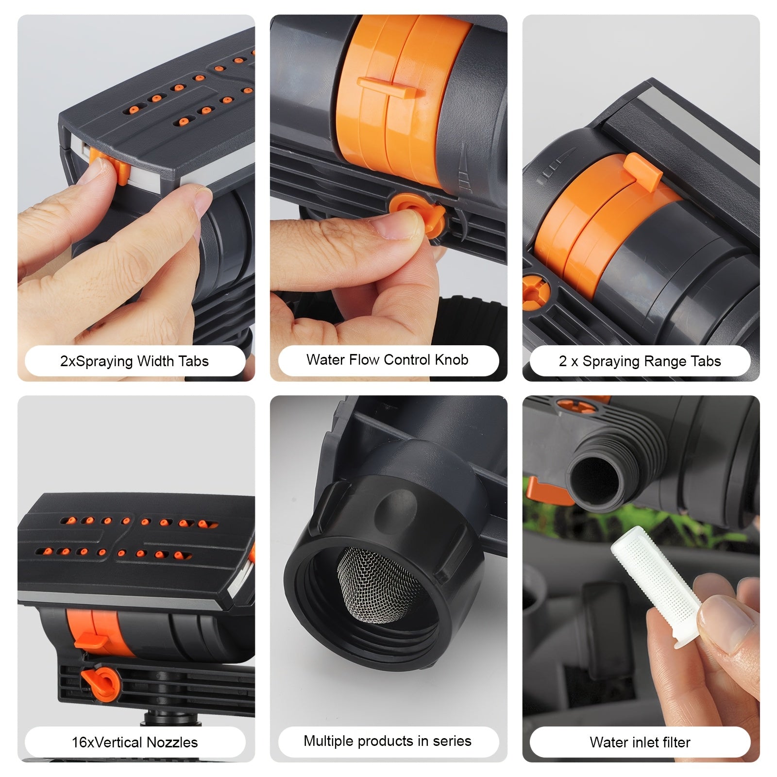 16-Hole Automatic Oscillating Sprinkler, Swing Sprinkler with Adjustable Spraying Range And Water Flow, Irrigation Tool for Garden And Agricultural Use