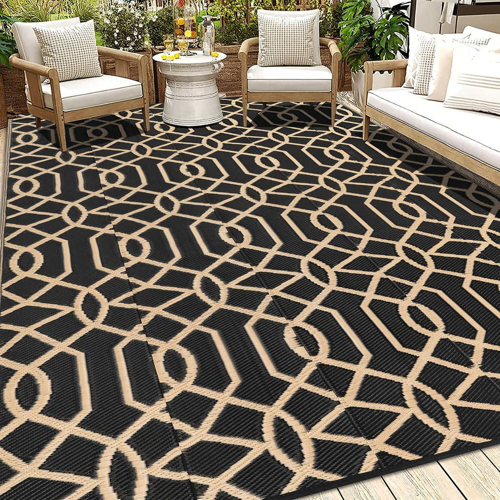 Outdoor Rug for Patios On, Reversible Plastic Straw Mat Suitable for Camping, Rvs, Porches, Decks, Balconies, And Backyards