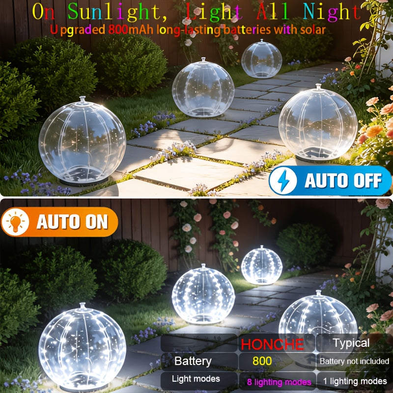 Solar Pool Light That Floats, IP68 Inflatable Light Up Pool Balls, 8 Lighting Modes Float Or Hang Solar Floating Lights for Pool, Wedding, Party Decor Night Swimming Backyard Decor Garden Ambiance Beach Party Summer