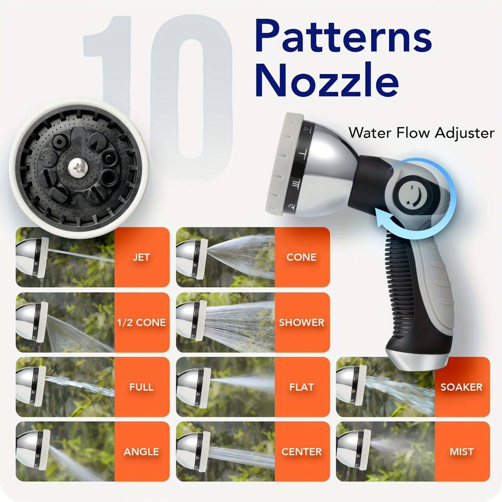 110FT X 1/2" Retractable Garden Hose Reel by HOZEREEL, Outdoor Garden Hose Reels - Automatic Self Retract Wall Mount Hose Reel Enclosed Storage, Any Length Lock, 10 Pattern Nozzle-Grey