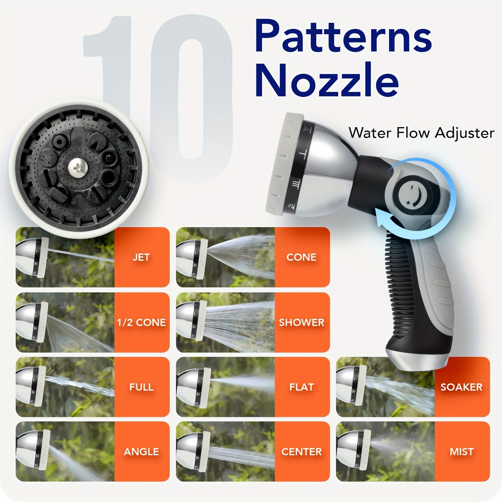 110FT X 1/2" Retractable Garden Hose Reel by HOZEREEL, Outdoor Garden Hose Reels - Automatic Self Retract Wall Mount Hose Reel Enclosed Storage, Any Length Lock, 10 Pattern Nozzle-Grey