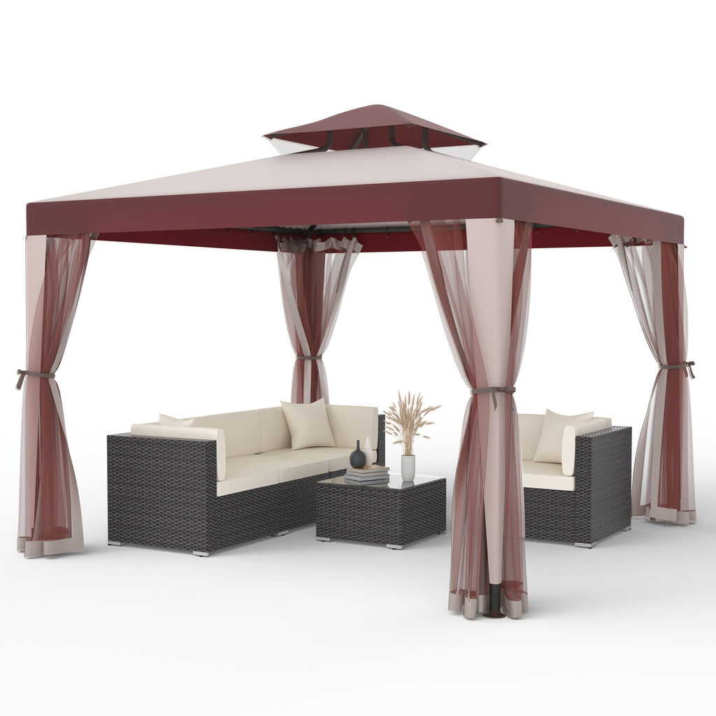 10'x10' Patio Gazebo Tent Mosquito Netting Outdoor Canopy Shelter for Garden
