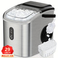 26 Pound Bullet Ice Machine And Mini Refrigerator, Compact And Portable, Self-Cleaning Sonic Ice Maker with Ice Scoop And Basket, Perfect for Backyard BBQ, Camping, Outdoor Party, Kitchen, Black