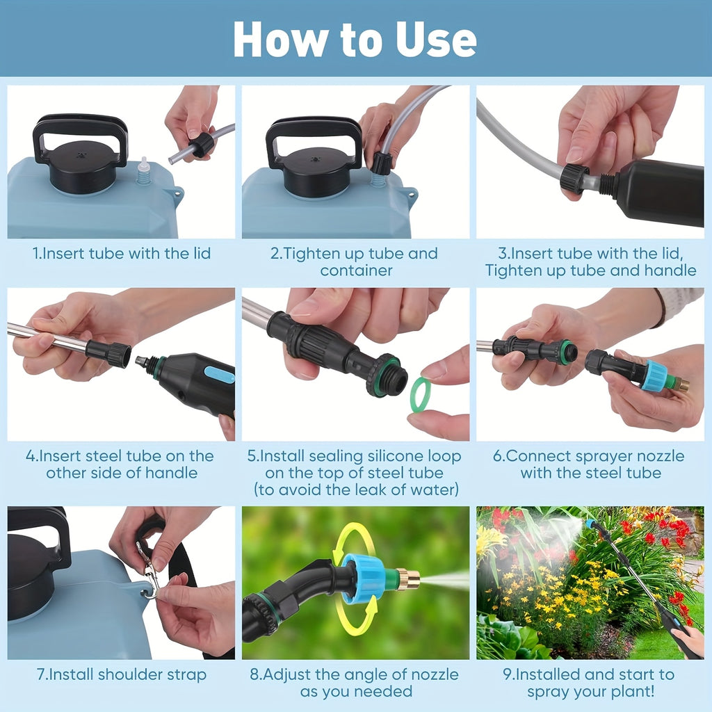 1.32gal Electric Sprayer, High-Performance Electric Sprayer Featuring 3 Mist Nozzles, Extendable Wand, Garden Sprayer Equipped with Adjustable Shoulder Strap for Lawn, Garden, And Cleaning Tasks