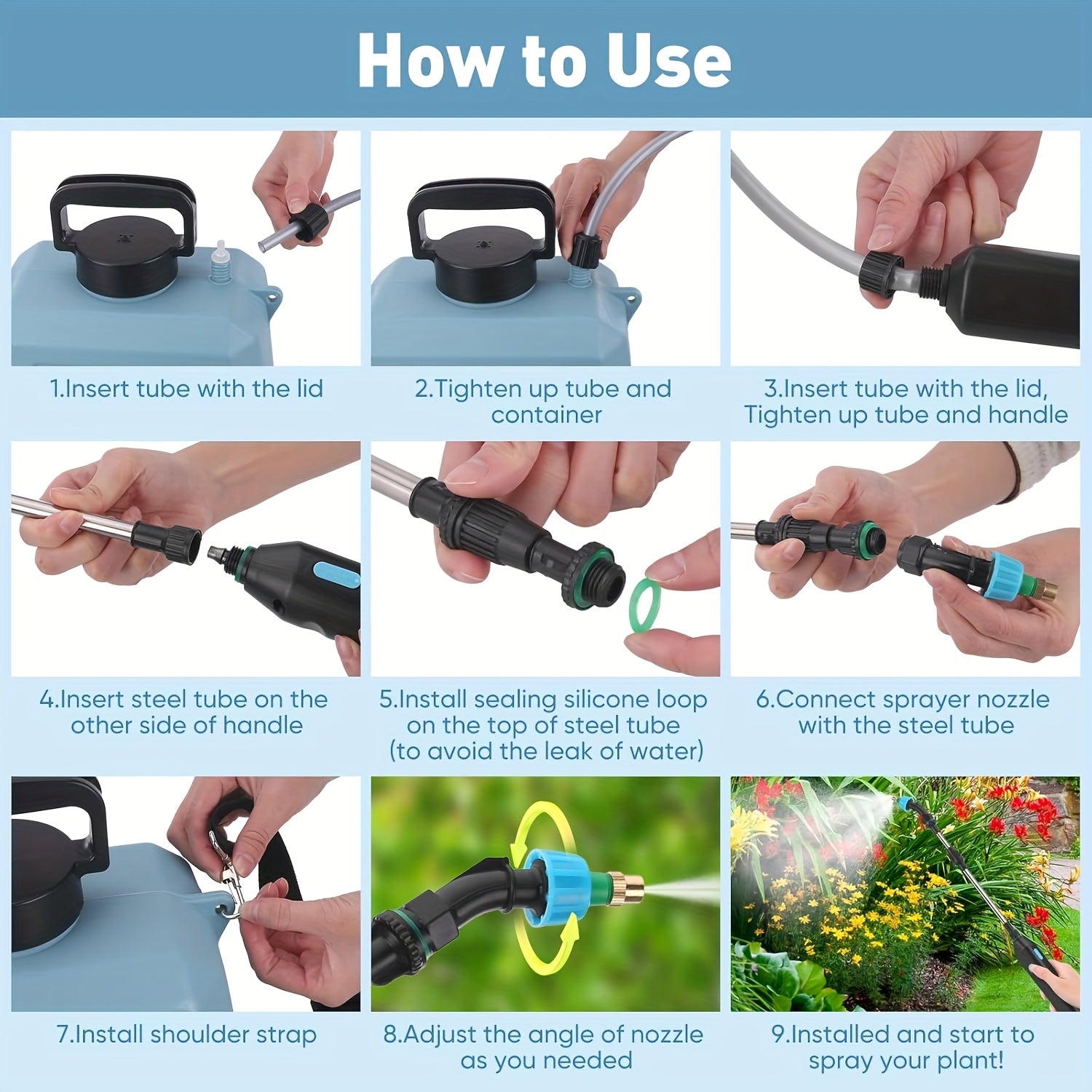 1.32gal Electric Sprayer, High-Performance Electric Sprayer Featuring 3 Mist Nozzles, Extendable Wand, Garden Sprayer Equipped with Adjustable Shoulder Strap for Lawn, Garden, And Cleaning Tasks