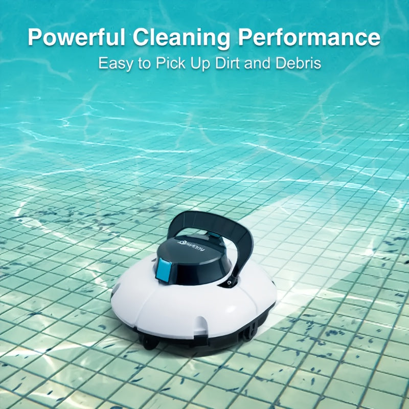 Swimming Pool Robot Vacuum Cleaner, Transparent Designed Pool Vacuum Cleaner with Strong Suction Power, Suitable for Flat Swimming Pools Over 35 Feet, Powerful And Long-Lasting