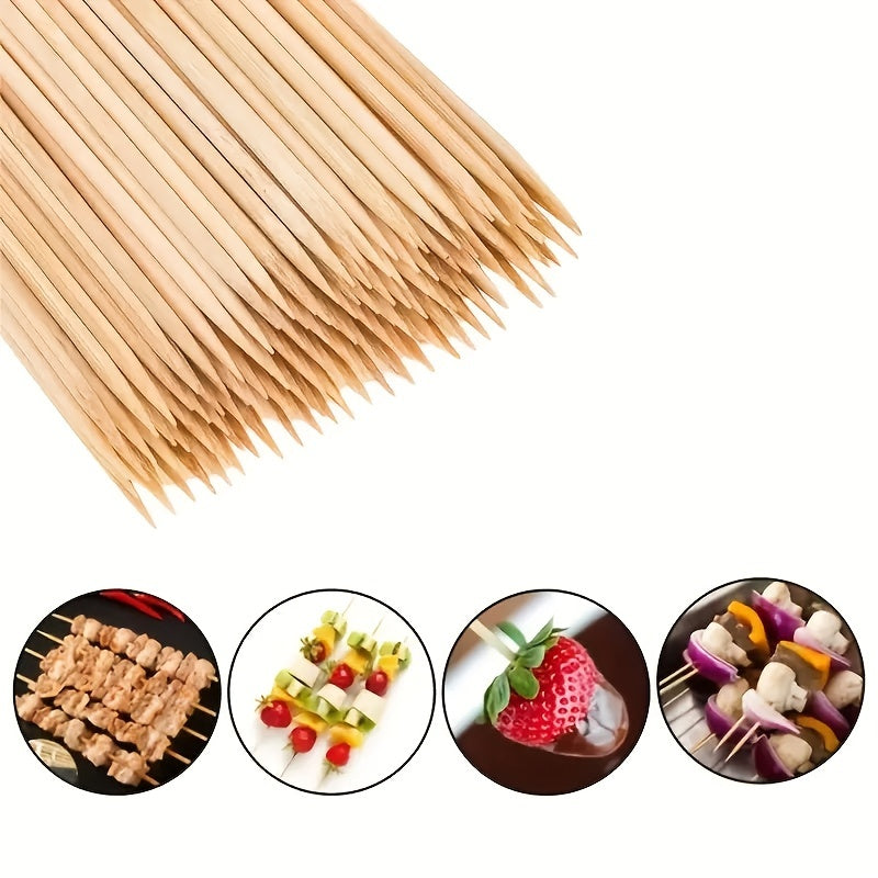 800pcs Natural Bamboo Skewers for BBQ, Barbecue Skewers, Wood Barbecue Skewers for Appetizer, Sausage, Fruit, Cocktail, Kabob Stick, Chocolate Fountain, BBQ Grilling, Kitchen, Party, Perfect Grill Additions