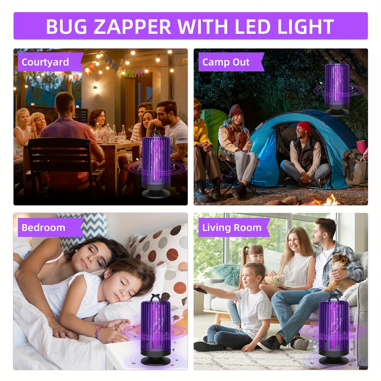 Indoor Electric Mosquito Trap with a Reusable Purple Light, Featuring a Whisper Mode, Covering an Area of 20 Square Meters, And Equipped with a Replaceable Grid for Killing Flies, Suitable for Home, Office, Or Dorm Use