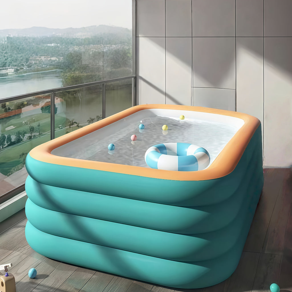 102.3-Inch Large, Spacious Adult-Sized Inflatable Family Pool. Durable And Sturdy Construction, Quick And Easy to Set Up, Perfect for Outdoor Fun And Relaxation at Summer Parties, Holidays, And Family Gatherings