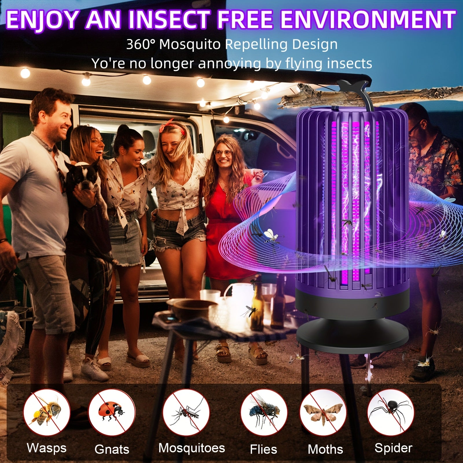 Indoor Electric Mosquito Trap with a Reusable Purple Light, Featuring a Whisper Mode, Covering an Area of 20 Square Meters, And Equipped with a Replaceable Grid for Killing Flies, Suitable for Home, Office, Or Dorm Use