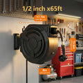 [Heavy Duty Hose Reel] Garden Hose Reel 1/2in & 5/8in, 50ft -130ft, Heavy Duty Automatic Hose Reel, Garden Water Hose Reel, With Slow Return System, Heavy Duty Wall Mounted Hose Reel With 10- Function Sprayer Nozzle, Hose Reels For Outside Heavy Duty