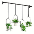 1 Set of Metal Adjustable Hanging Flower Pots, Attached 4 Plastic Flower Pots, Indoor Windows and Ceiling Herb Garden Tracks, Wall Plant Hanger with Nylon Rope, 11.8 Inches-18.1 Inch Wide Expandable Kitchen Drawer Rack, Kitchen Slide-out Storage Rack