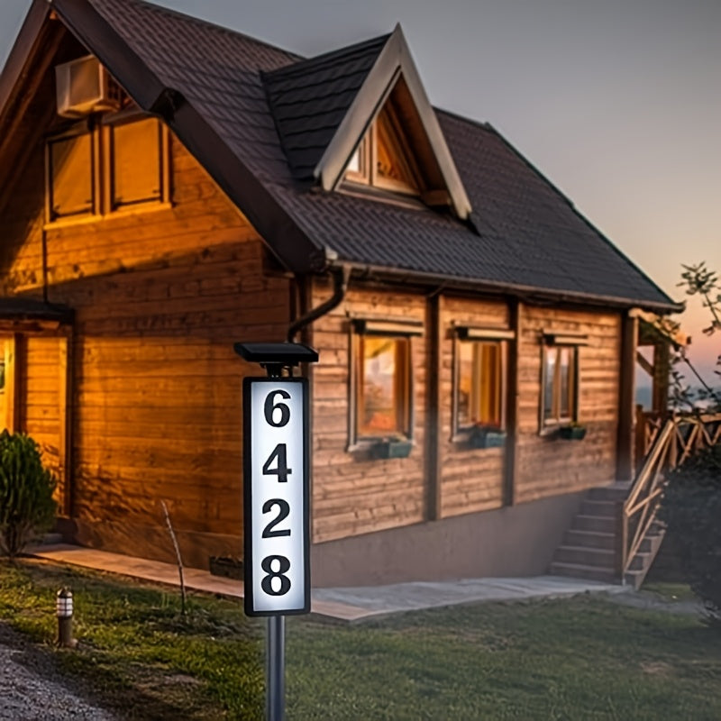 Solar Pillar Sign Light with Address Glow, LED Doorplate Light, Featuring Faster-Charging Upgraded Battery, Switchable White/Warm Light, No Wiring Needed, Auto-On at Night, IP44, Suitable for Homes, Businesses, Factories, Etc
