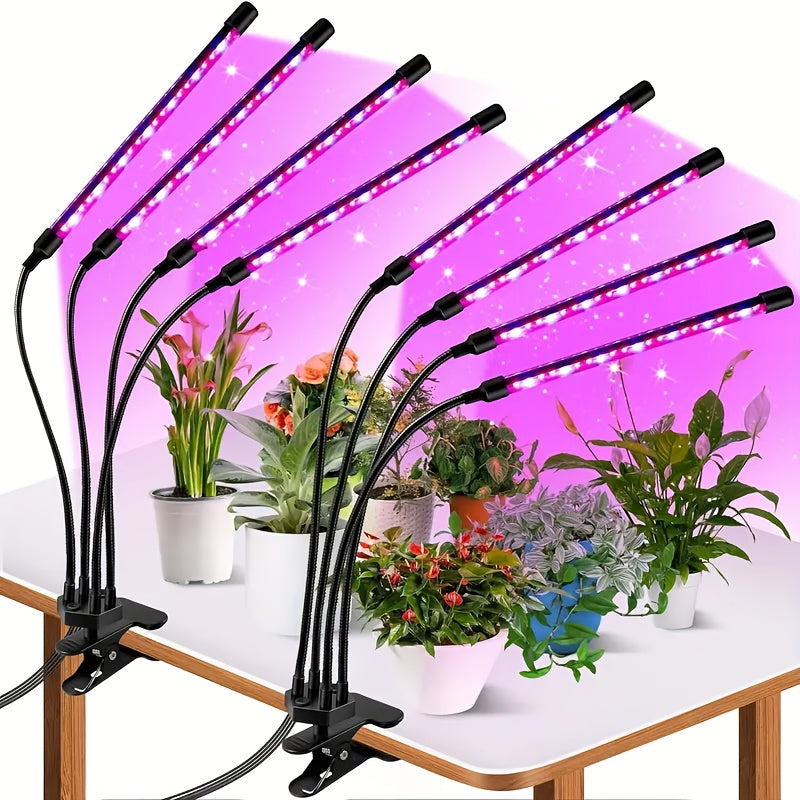 Plant Grow Light LED Grow Light 4 Heads/2 Heads Grow Light Full Spectrum Clip-on Plant Grow Light With Blue Red LED Suitable For Indoor Plants 5 Levels Dimmable 3/9/12 Hours Timing Suitable For All Kinds Of Plant Growth, Valentine'S Day