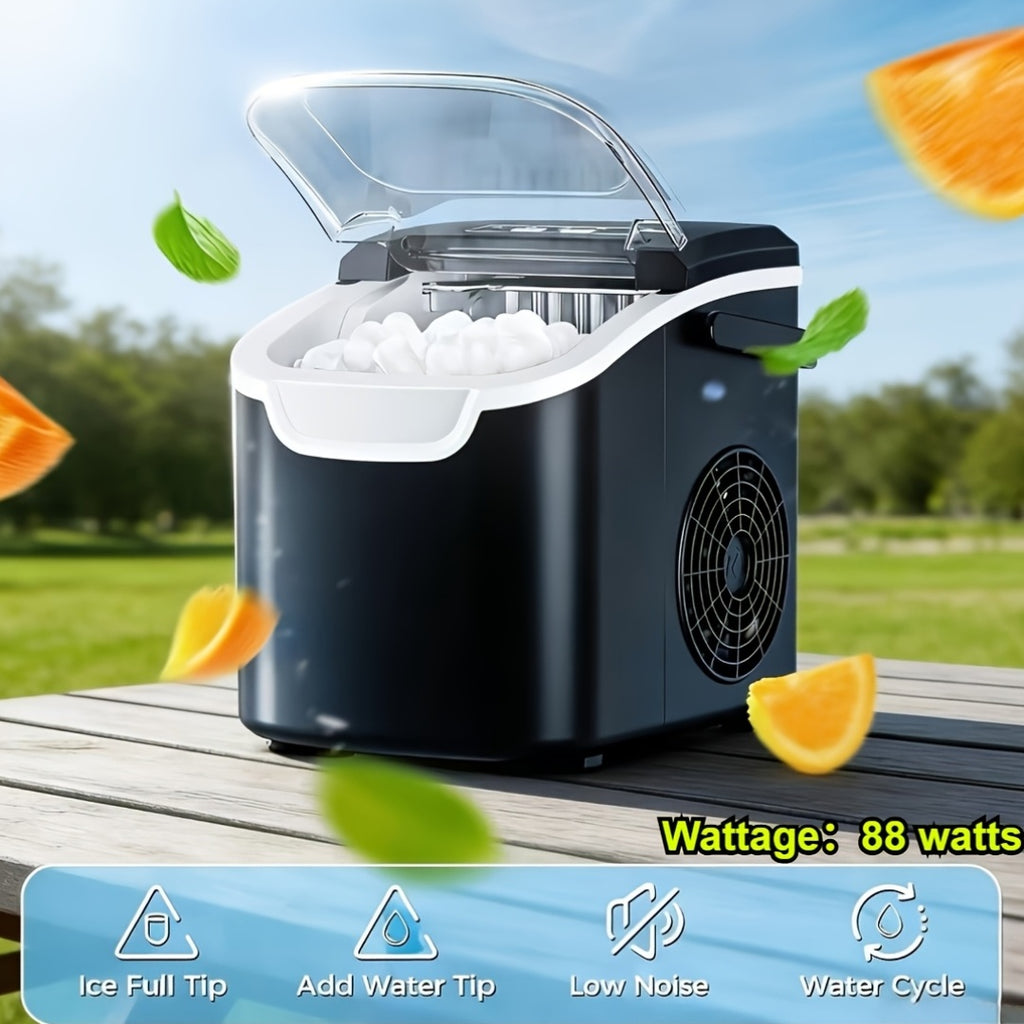 Nugget Or Bullet Ice Makers Countertop, Portable Ice Machine, Pebble Ice Machine with Chewable Pellet Ice, 26 Lbs/26.5 Lbs/35 Lbs Self-Cleaning, One-Click Operation, for Blackyard, Camping, Stainless Steel Black/Silvery