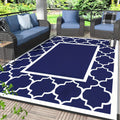 Outdoor Rug for Patio, Large Mat, Reversible Plastic Camping Rugs, Porch, Deck, Camper, Balcony, Backyard, Black And White