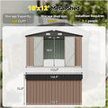 12x20x9.3/12x14/6x4ft Metal Storage Shed - Outdoor Garden Shed Kit, Lockable Tool Shed, Backyard Shed with Double Hinged Doors, 4 Windows, Carport for Car, Truck, Bike and Lawn Mower & Equipment, Brown