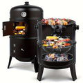 3-In-1 Portable Charcoal Smoker Grill with Built-In Thermometer, Adjustable Height BBQ Grill & Fire Pit, Large Cooking Grate, Charcoal Grill Outdoor Grill for Camping, Backyard, Tailgating, Father's Day Gift for Dad, BBQ Gifts for Men