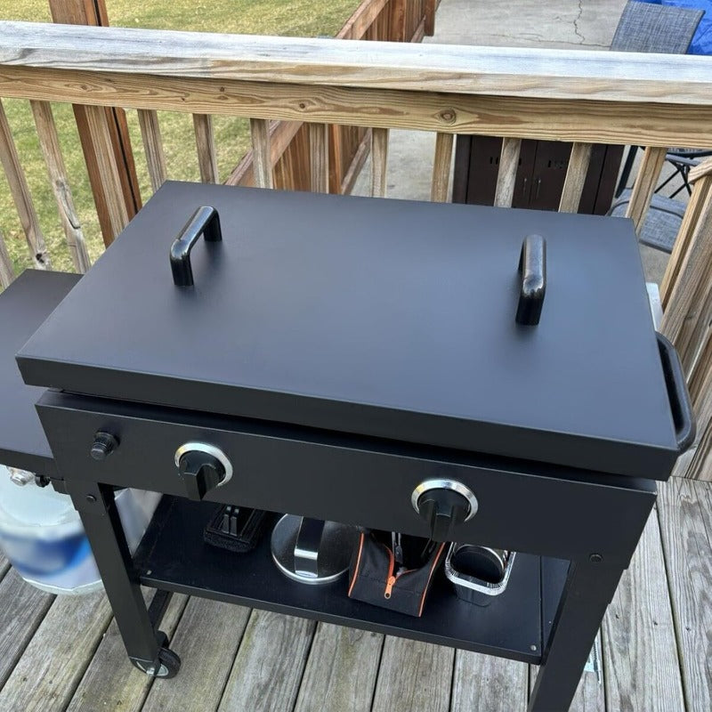 28-Inch Griddle Hard Top Lid with Handle Compatible with 28" Blackstone Griddle with Front and Rear Grease, Powder-Coated Steel, Black Outdoor Cover (Only one Top Lid， NOT Griddle!!!)