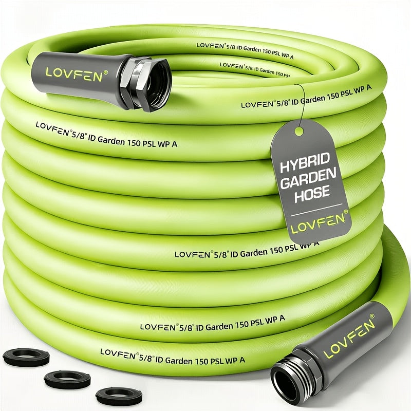 LOVFEN Heavy Duty Garden Hose 5/8 Inch with Swivel Fitting, Super Flexible Water Hose, All-weather, Lightweight, Burst 600 PSI 25/50/75/100/150ft