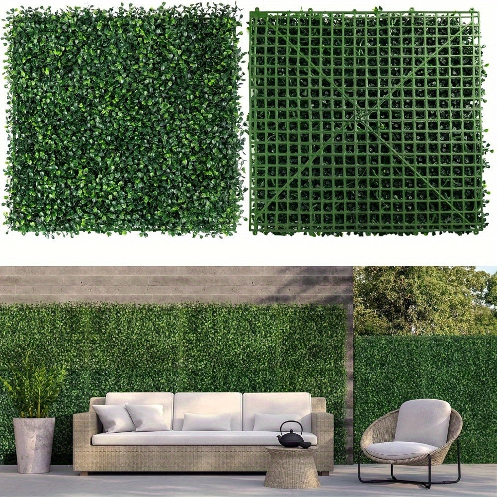 Set of 12 Artificial Boxwood Panels Measuring 40 by 30 Inches, Perfect for Creating a Green Wall Backdrop. These Uv-Stable Grass Wall Panels Are Suitable for Both Indoor And Outdoor Decoration, Ideal for Garden Fencing