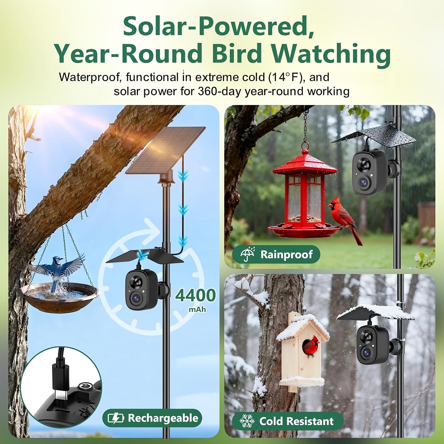HIXX Smart Bird Feeder With Camera, AI Identify Birds & Auto Capture, 2K HD Live Camera Birdwatching With Color Night Vision For Bird Lovers Gifts