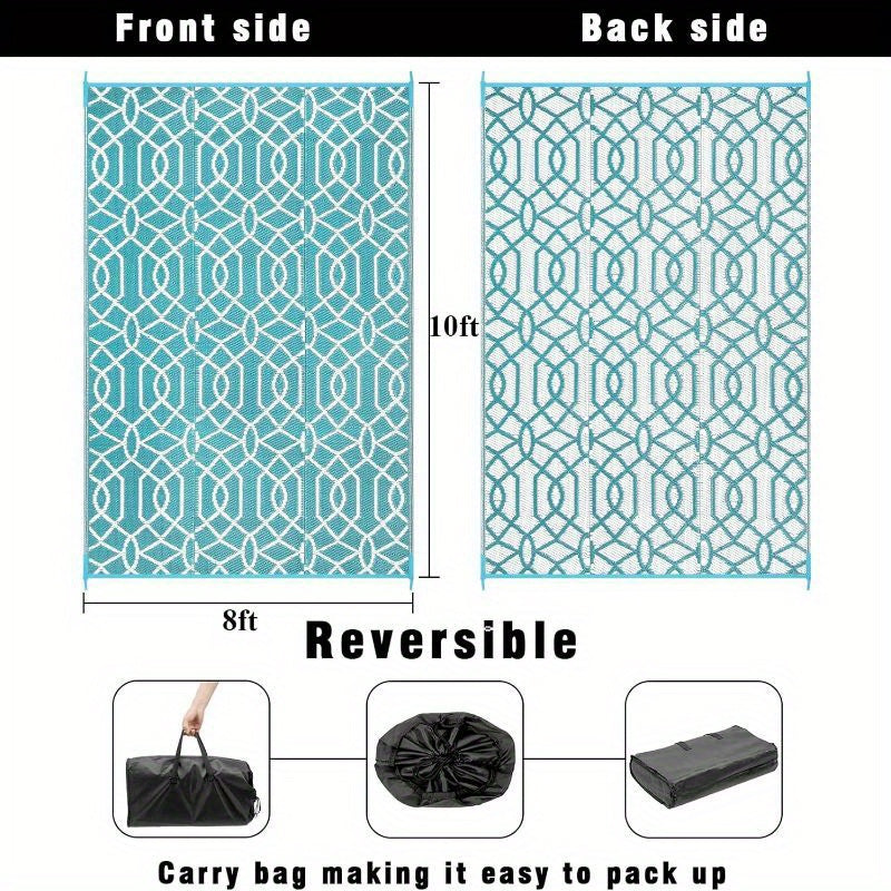Outdoor Rug for Patios On, Reversible Plastic Straw Mat Suitable for Camping, Rvs, Porches, Decks, Balconies, And Backyards