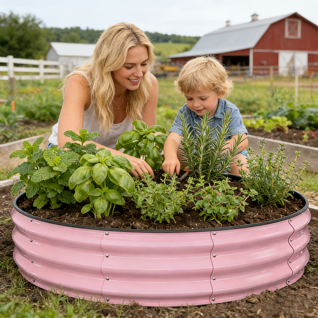 5×2×1ft Blush Pink Galvanized Metal Raised Garden Bed Set, Large Planter Box with Safety Rolled Edges, Outdoor Raised Planting Bed for Vegetables, Flowers & Fruit Trees