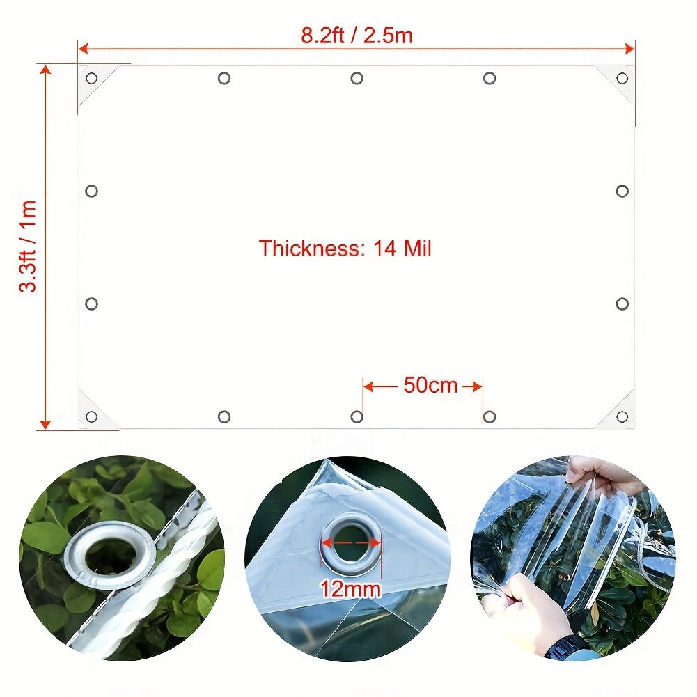 Clear Tarp 10x20ft Clear Tarps Heavy Duty Water, Vinyl Tarps Heavy Duty Waterproof 20Mil Thickened Transparent Tear Resistant PVC Enclosurewith Grommets And Reinforced Edges For Patio, Porch And Outdoor