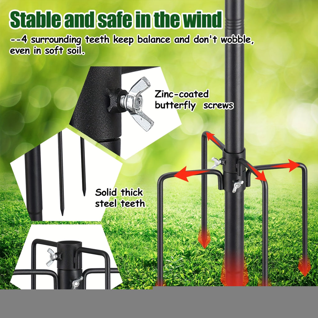 YEYEBEST Bird House Pole - 75 Inch Bird Feeder Pole Tall for Outdoor, 5-Prong Windproof Stake, with Mounting Bracket - Heavy Duty 1 Inch Birdhouse Post for Bluebird House, Bird Buddy, Weather Station