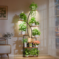 8-Tier Metal Plant Stand with Grow Light, 65" Tall Curved Flower Holder Display Rack for Indoor Plants, Decorations - Ideal for Living Room, Balcony, Plant Lovers Gift