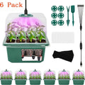 Seed Starter Tray With Grow Light, 6 Pack Seed Starter Kit With Timing Controller Adjustable Brightness, Thicken Seedling Starter Trays With Humidity Domes Heightened Lids, Seed Starter Trays Kit With Grow Light