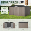 [Metal Storage Shed] 8x6ft (7.33'x5.28' Base, No Floor), 6 X 4ft, 10x12ft, 10x14ft, Metal Steel Outdoor Storage Shed with Air Vent & Lockable Doors, for Garden, Patio And Backyard, Tools, Bike