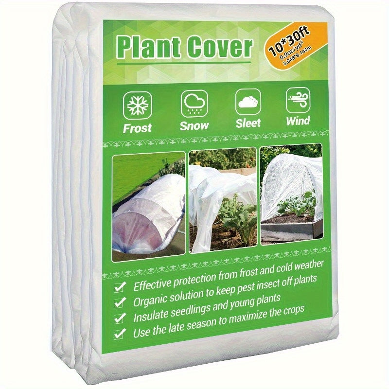 1 pack, thickened and reinforced plant cover with anti freezing protection, 2 reusable floating row covers measuring 10 feet x 30 feet 6.8 inches x 30 inches, cold weather anti freezing plant blanket (excluding support hoops)