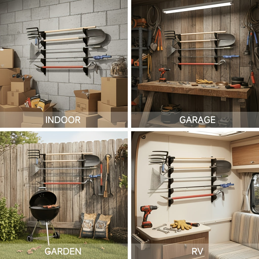 2pcs Heavy-Duty Wall Mount Tool Rack, Space-Saving Garden & Garage Tool Organizer For Shed, Warehouse & Home Use